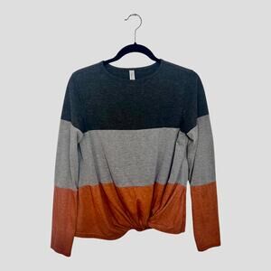 Women’s Medium Fall Color Block Long Sleeve Preppy Millennial Momcore Tee